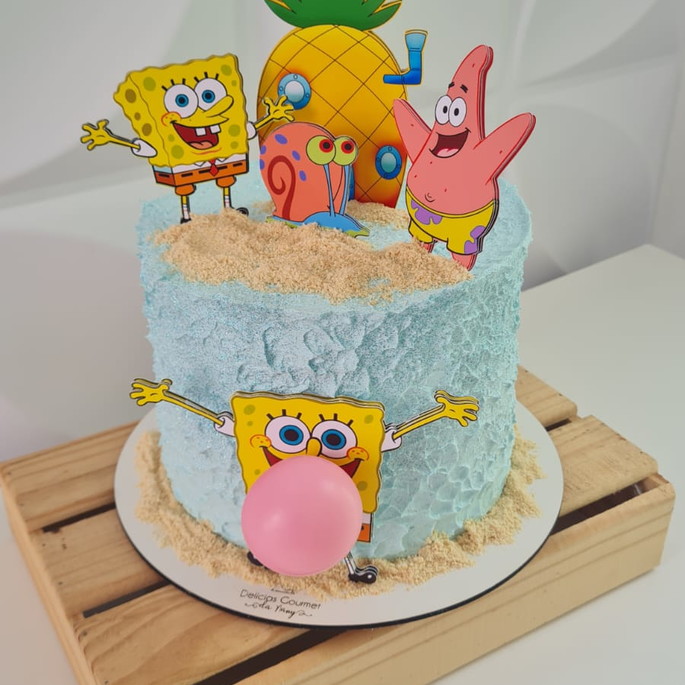 Arquivo de Corte Topo de Bolo Bob Esponja com Bexiga na Boca - Imagem 2