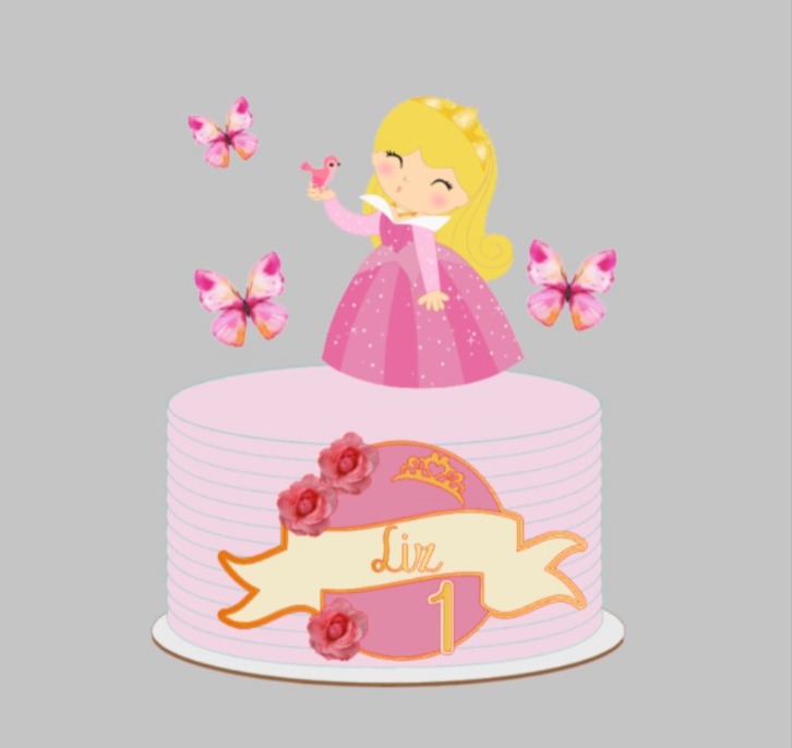 Arquivo de Corte Topo de Bolo Aurora Cute com Borboletas